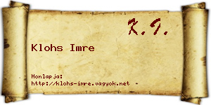 Klohs Imre névjegykártya